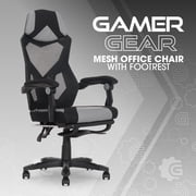 Gamer Gear Gaming Office Chair with Extendable Leg Rest, Gray/Black Fabric Upholstery