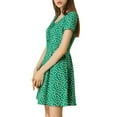 thumbnail image 4 of MODA NOVA Juniors Printed Square Neck Short Sleeve A-Line Prom Dress, 4 of 7