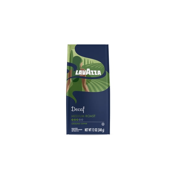 Lavazza Decaf Ground Coffee, Medium Roast, 100% Arabica, 12 oz Bag
