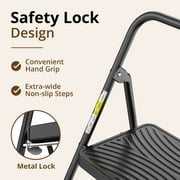 Jocauto 2 Step Ladder, Folding Step Stool for Adults with Wide Anti-Slip Pedal, Sturdy Portable 2 Step Stool, Lightweight, Black