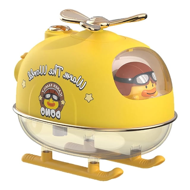 Yellow 300ml ABS Small Airplane Humidifier - 5V1A Direct Plug-in, 4-6 Hours Runtime with Data Cable, Spare Cotton Swab, Manual & Certificate Included