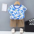 thumbnail image 2 of KPOPLK Toddler Girl Boy Outfits 2pcs Clothes Summer Adorable Graphic Short Sleeve Cotton Tee T-Shirt Shorts Sets Size 5-6 Years,Sky Blue, 2 of 6