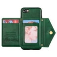 thumbnail image 2 of Dteck Card Holder Wallet Zipper Back Case for iPhone SE 2022 4.7-inch,iPhone 8/7 Shockproof Rubber Hybrid Leather Kickstand iPhone SE 2nd Gen 2020 Cover with Cross Body Shoulder Strap,Green, 2 of 8
