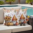 thumbnail image 4 of Thanksgiving Gnomes Outdoor Waterproof Pillow Covers, Fall Sunflower Eucalyptus Leaves Pumpkin Decorative Square Throw Pillowcase Sofa Cushion Sham for Patio/Couch/Chair, 20"x20" 2 Pack, 4 of 8