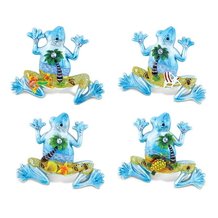 

Puzzled Frog Refrigerator Silver Beach Magnet - Insect Theme - Set of 4 - Unique Affordable Gift and Souvenir - Item #7691