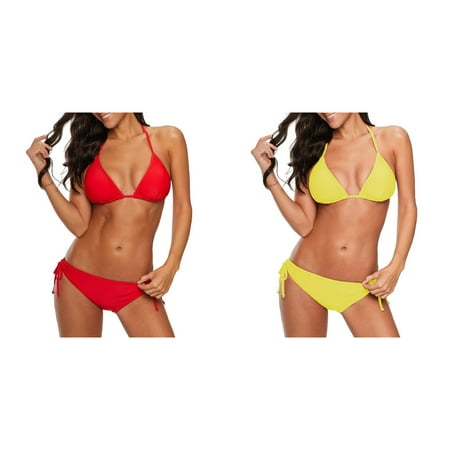(2-Pack) Rinsvye Women Bandeau Bandage Bikini Underwire Bikini Set Push Up Brazilian Bikini Top for Women Large Bust Swimwear Beachwear Swimsuit
