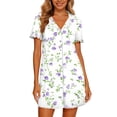 thumbnail image 4 of Sleepwear Dress for Women New Women’s Print Nightshirt with Pockets Lapel Neck Button Loose Nightgown Summer Ruffle Short Sleeve Casual Sleep Dress, 4 of 7