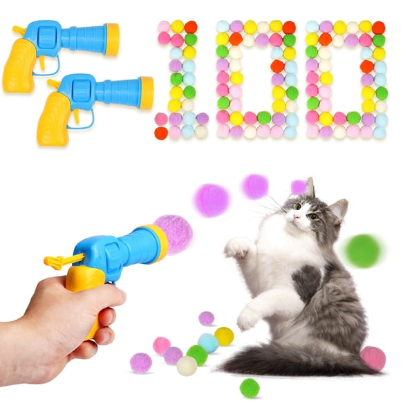 Set de Juguetes para Gatos TEAWOO 100 Pelotas con 2 Lanzadores