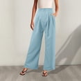 thumbnail image 2 of EDFBUYKRS Female Women Pants Casual Women's Pants Plus Size Casual Omen's Wide Leg Pants Work Business Casual Loose High Waisted Dress Palazzo Flowy Trousers M, 2 of 6