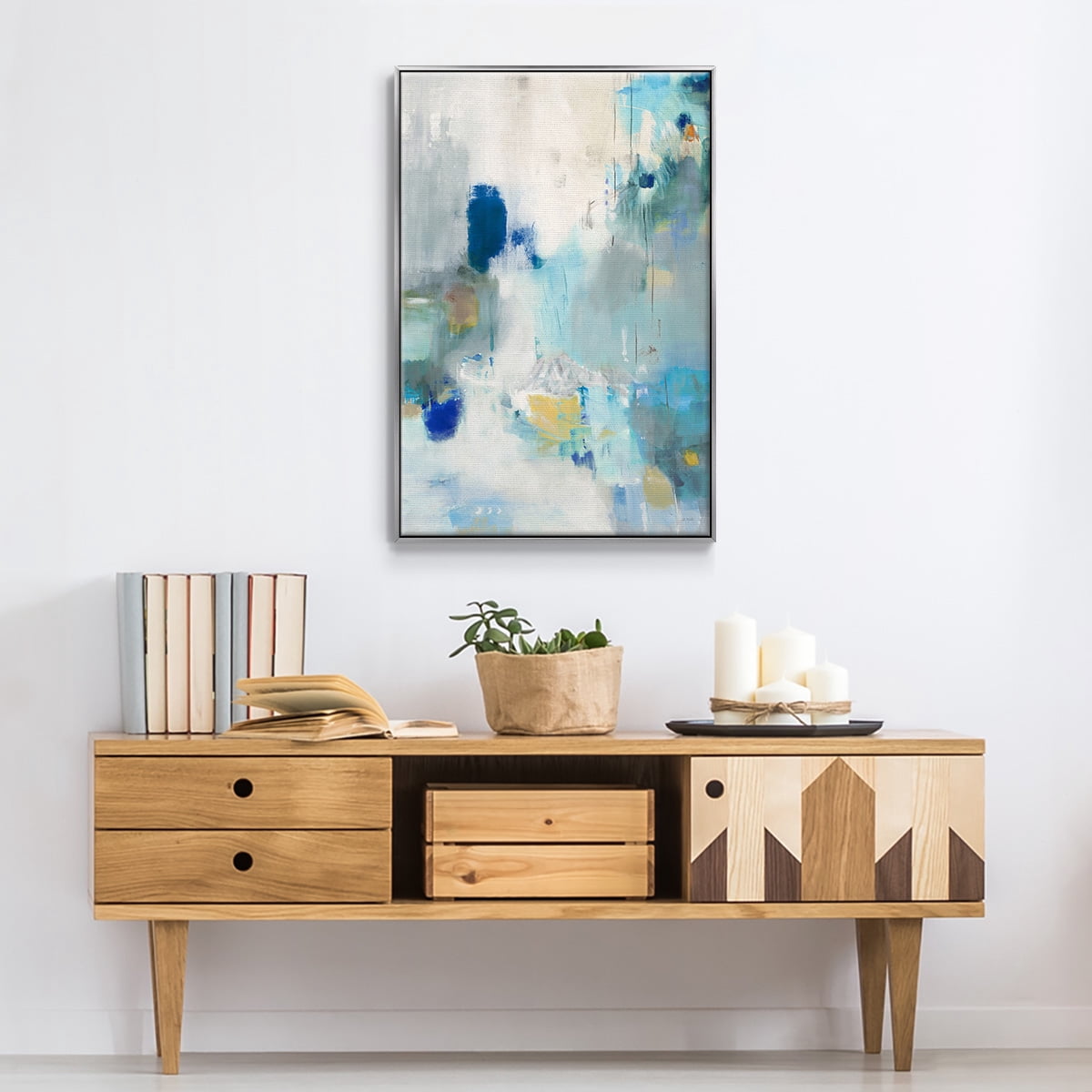 Celeste Motion II Framed Premium Gallery Wrapped Canvas - Ready to Hang - 27 x 41 - Silver Floating Frame