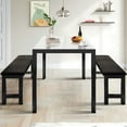 thumbnail image 2 of UHOMEPRO Dining Table Set for 4, Faux Marble Kitchen Table with 1 Table and 2 Black Velvet Cushion Benches, Dining Room Set for Small Spaces, 2 of 8