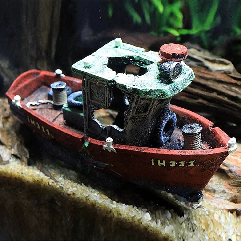 Fish Tank Landscaping Simulation Aquatic Shipwreck Aquarium Decoration Shipwreck