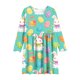 thumbnail image 3 of Vestido de manga larga con cuello redondo para niñas, vestido elástico de manga larga, corte A, estilo patinador con volantes, vestido de recital escolar, vestido de manga larga con cuello redondo par, 3 of 6