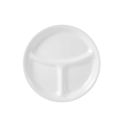 Corelle Winter Frost White 8.5" Glass Divided Lunch Plate, 8.5" Divided Round Lunch Plate