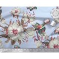 thumbnail image 2 of Soimoi Blue Velvet Fabric Floral & Bird Decor Fabric Printed Yard 60 Inch Wide, 2 of 3