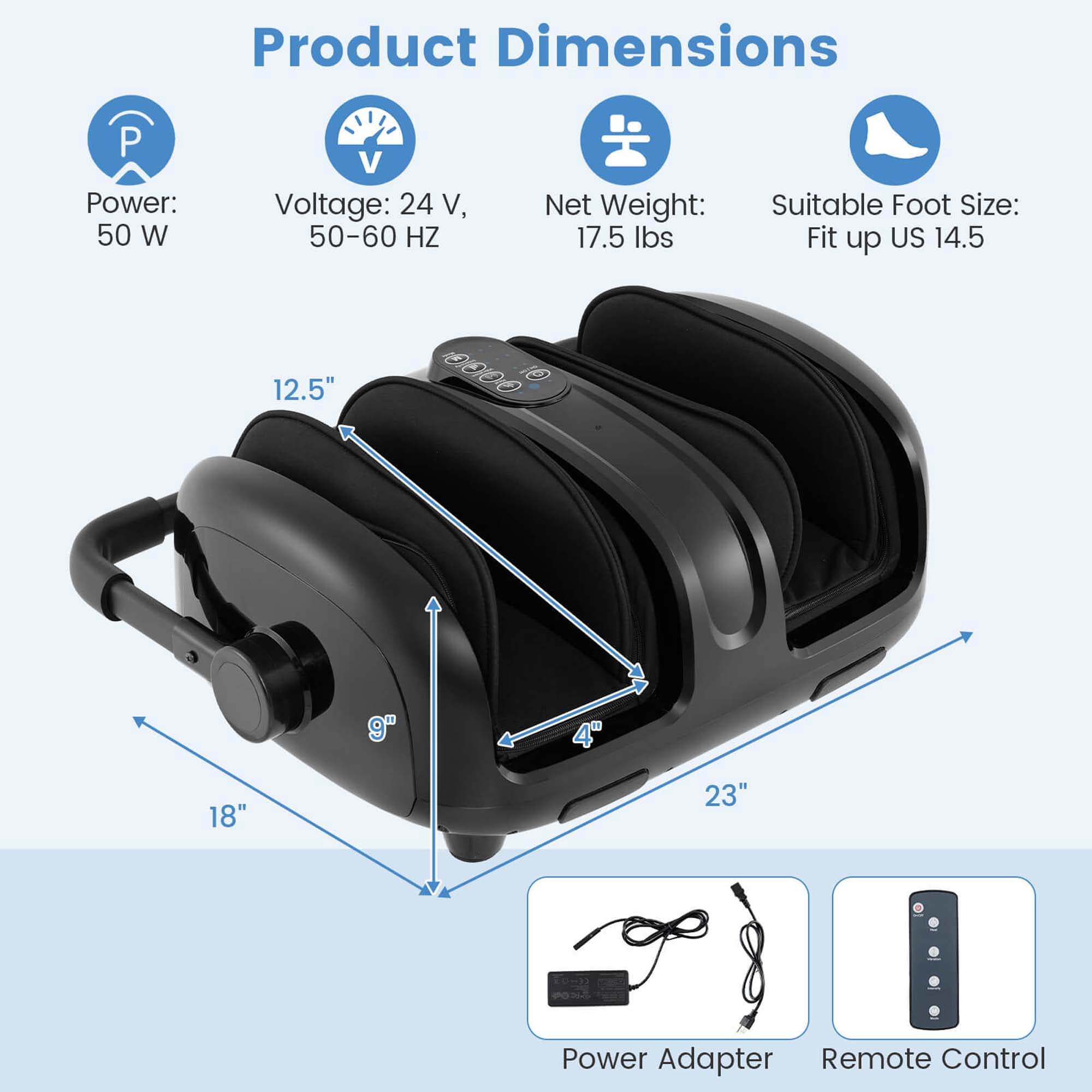 Costway Foot & Calf Massager Vibration Compression Electric Leg Massager Machine with Heat Black