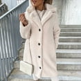 thumbnail image 2 of Women's Winter Teddy Faux Fur Coat Warm Button Down Fuzzy Fleece Long Jacket Single Breasted Cardigan, 2 of 6