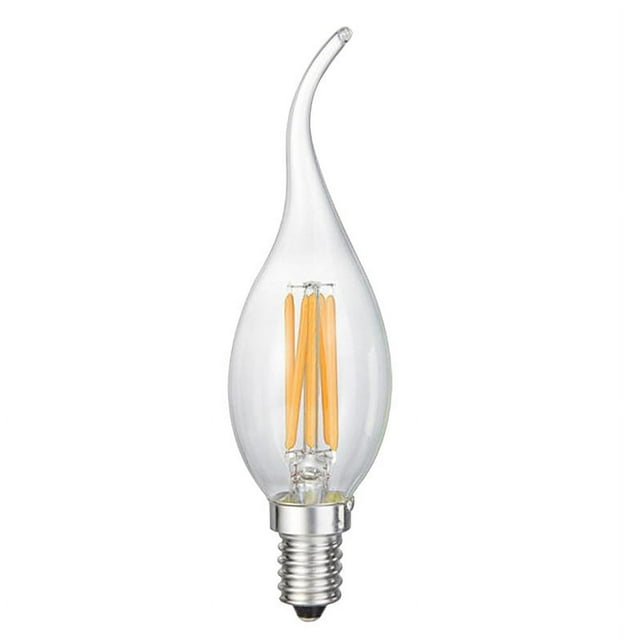 Paquete de 2 bombillas LED de llama, 2 W equivalentes a 60 W, blanco cálido 2700 K, 600 lúmenes, bombillas de filamento tipo vela para lámparas de araña, no regulables, vidrio esmerilado.