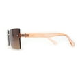 thumbnail image 3 of Mens Classic Minimal Thin Rectangle Rimless Sunglasses Peach Brown, 3 of 4