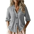 thumbnail image 1 of Womens Button Down Shirts Short Sleeve Gauze Button Up Casual Blouses Oversized Boyfriend Tops with Pockets, 1 of 6