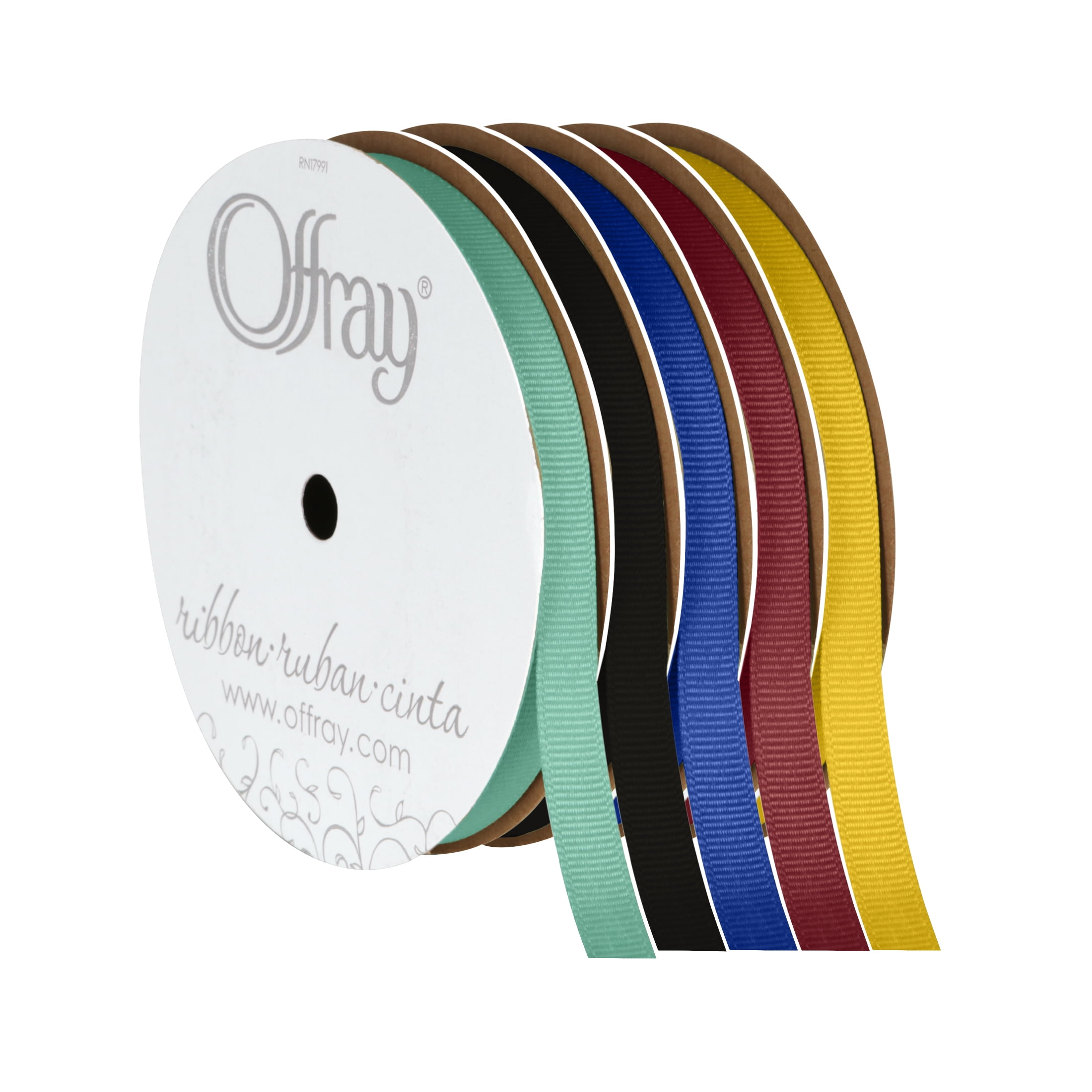 (4 pack) Offray Ribbon, Aqua Blue 3/8 inch Grosgrain Polyester Ribbon for Sewing, Crafts, and Gifting, 18 feet, 1 Each
