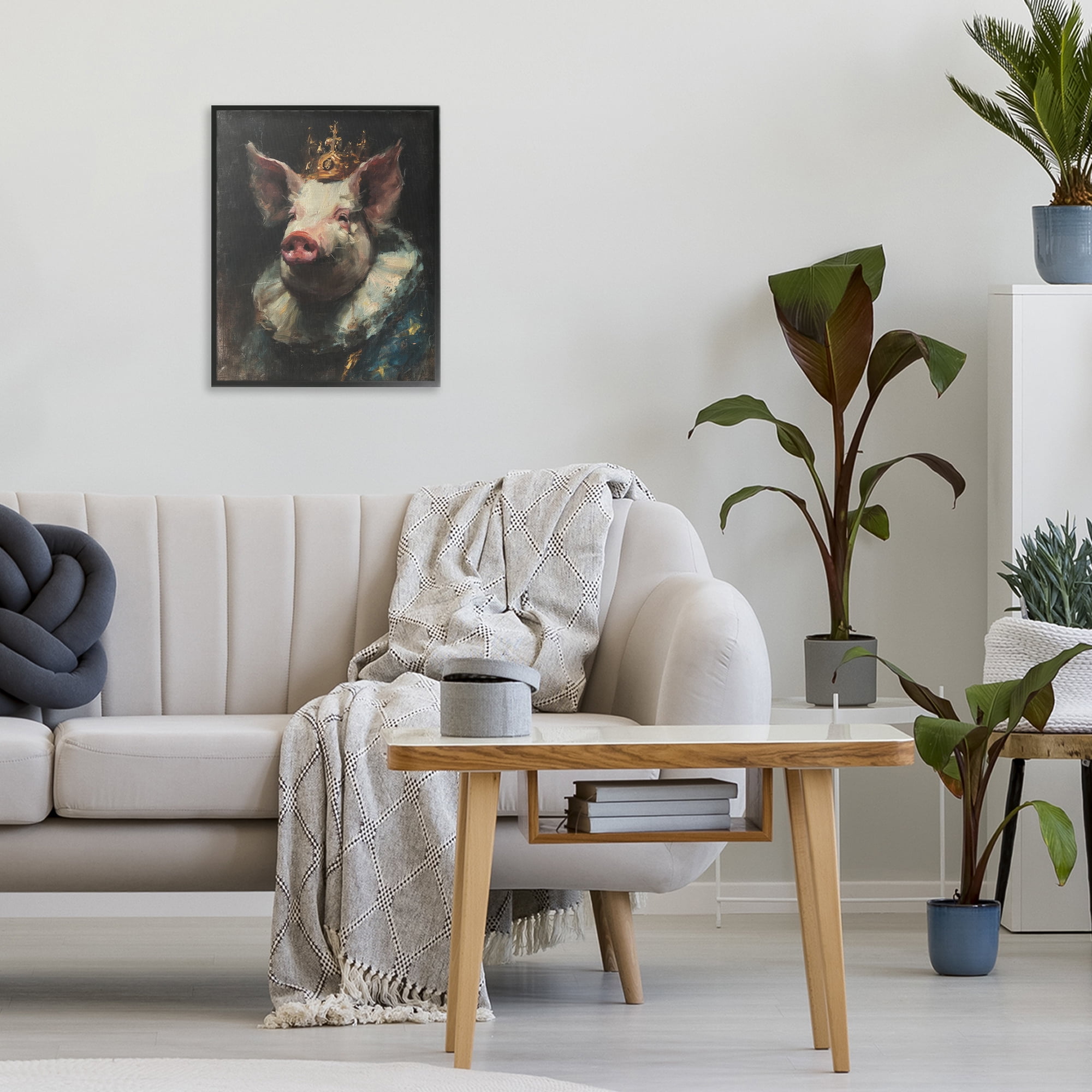 Stupell Industries Crowned Imperial Pig Black Framed Giclee Art, design by Svetlana Aleynikova