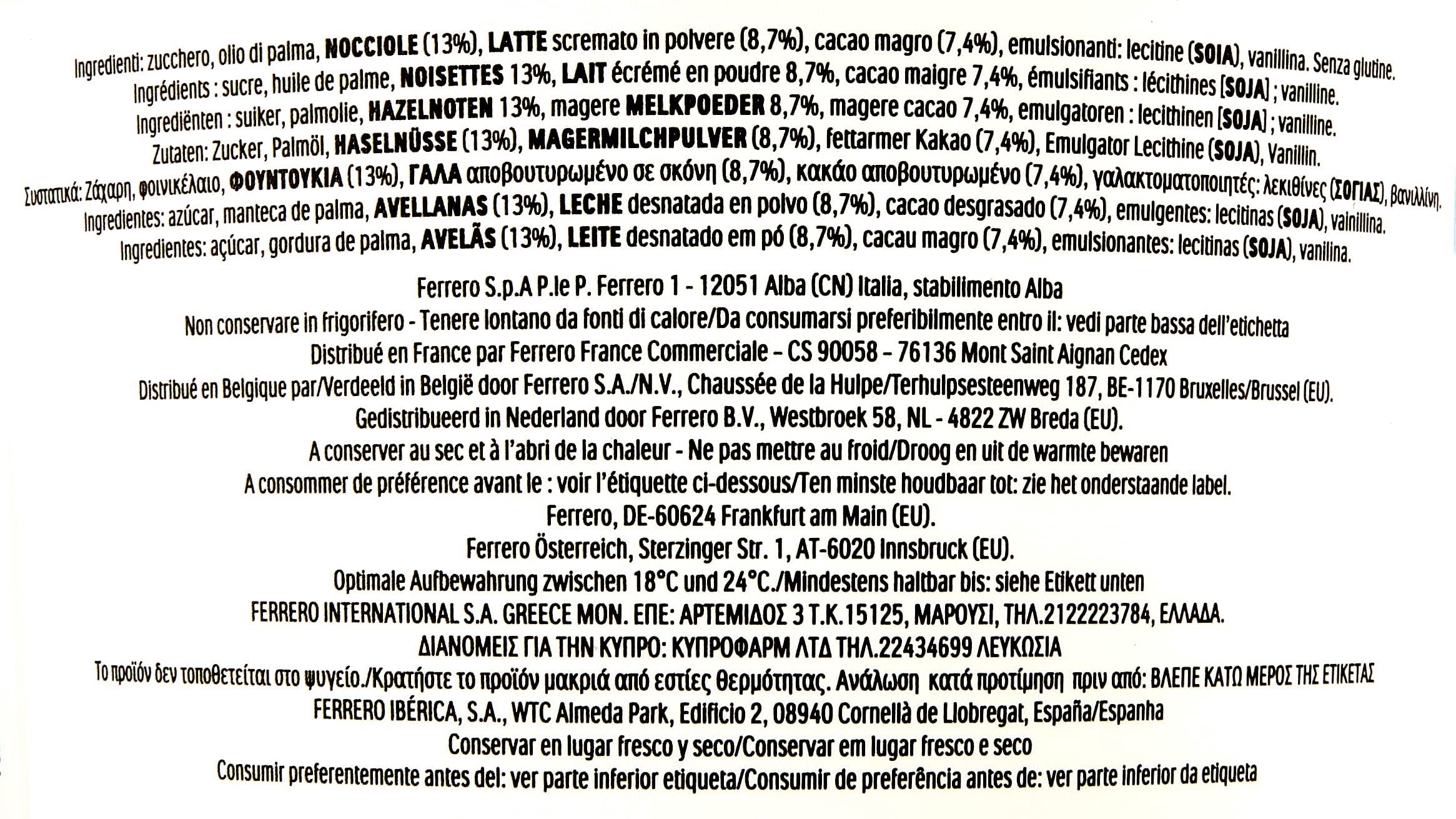 Ferrero Nutella Chocolate Hazelnut Spread 6.6 Lbs 3kg Tub [The Original Authentic Import from Italy]