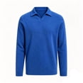 thumbnail image 3 of Hngshg Knitted Tops for Men Thermal Lapel V Neck Pullover Sweaters Breathable Long Sleeve Solid Color Clothes, 3 of 6