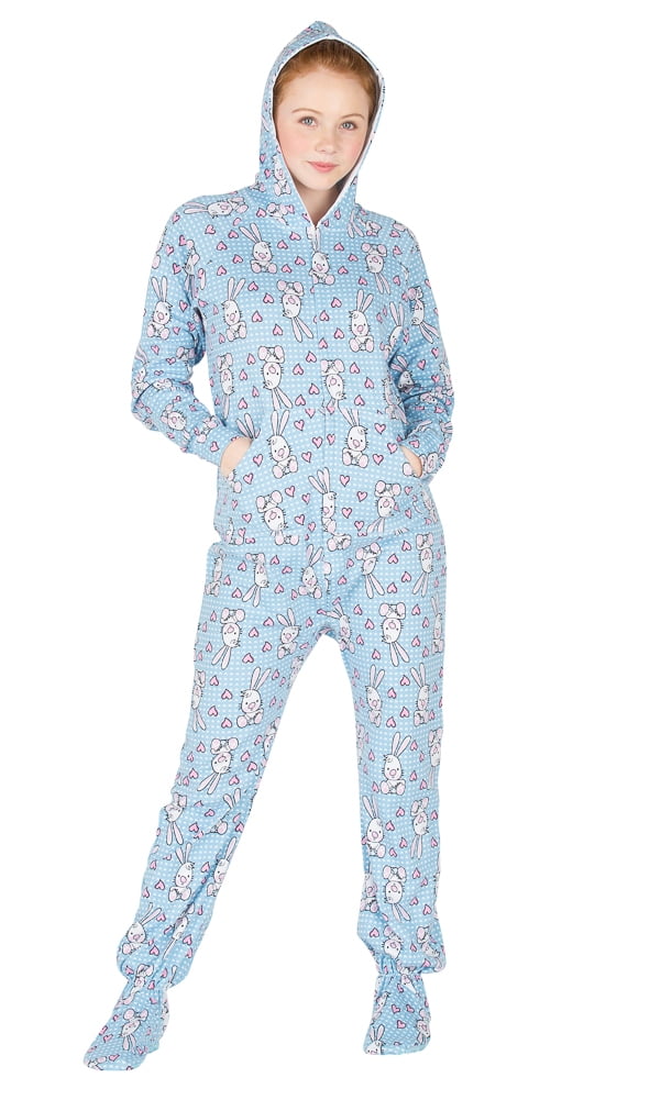 Footed Pajamas - Footed Pajamas - Bunny Love Kids Hoodie Cotton Onesie ...