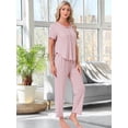 thumbnail image 3 of DARING DIVA Women's Pajama Sets Sleepwear Built-in Shelf Bra Short Sleeve Tops L Pink, 3 of 7