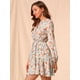 thumbnail image 4 of Vestido Camisero De Cintura Con Lazo Y Manga Abullonada En La Parte Delantera Con Estampado Floral Y Estampado Floral Para Mujer Beige M, 4 of 6