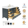 thumbnail image 3 of ARIEL Cambridge 54" Midnight Blue Bathroom Vanity, 1.5" Edge Carrara White Quartz Countertop & Splash, Rectangular Sink, 2 Soft Closing Doors, 9 Full Extension Dovetail Drawers, Satin Brass, 3 of 8