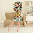 thumbnail image 3 of FORMRS Niños Bathrobe Unisex Hooded Robe Soft Plush Pajamas Sleepwear, Size 10-12T, Geometric Sun, 3 of 7