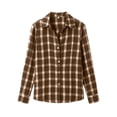 thumbnail image 5 of cocolona Womens Classic Shirts Plaid Color Block Long Sleeve Blouses Collared Button Down Business Work Tops Fall Outfits, 5 of 7