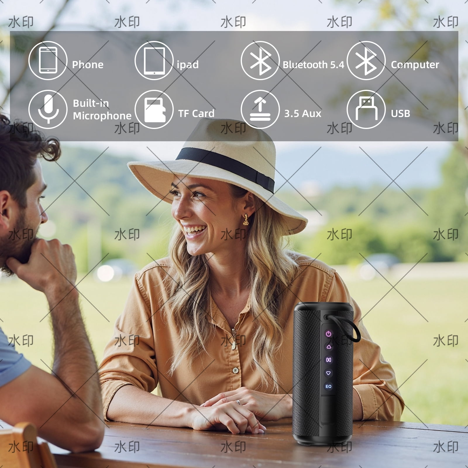 Portable Bluetooth Speaker, Up to 30H Playtime Wireless Speaker IPX7 Waterproof  TWS Pairing Powerful Speakers with Bluetooth 5.4, for Home/Party/Outdoor/Beach/Travel, Men Women Gifts (Black)