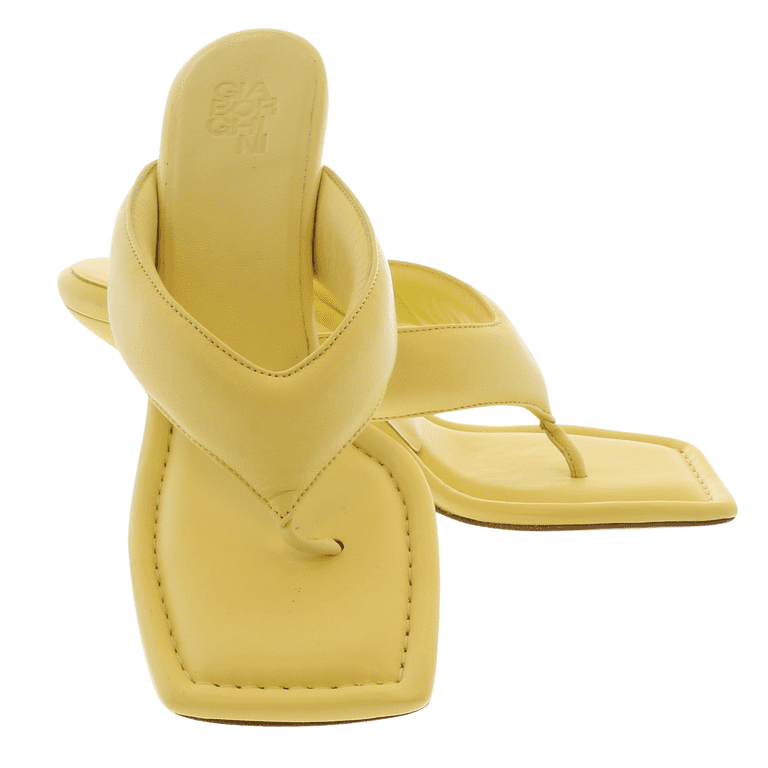 サンダル・ミュール GIA BORGHINI SANDALS Gia Borghini Butter Yellow Thonge Mule with Wedge 6 for