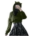 thumbnail image 3 of tklpehg Gothic Clothes for Women Long Sleeve Plus Size Hooded Sweatshirt Cute Ear Hoodie Pullover #A-Army Green L, 3 of 6