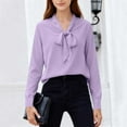 thumbnail image 5 of Olyvenn Women's Bow Tie Neck Blouse 2026 Long Sleeve Work Shirt for Office Business Professional Dressy Casual Tops Hot Pink S, 5 of 6