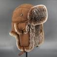 thumbnail image 2 of UFOUND Men Solid Color Outdoor Suede Warm And Ear Ushanka Hat Cap Casual Trend Loose And Comfortable Hat Cap Winter, 2 of 4