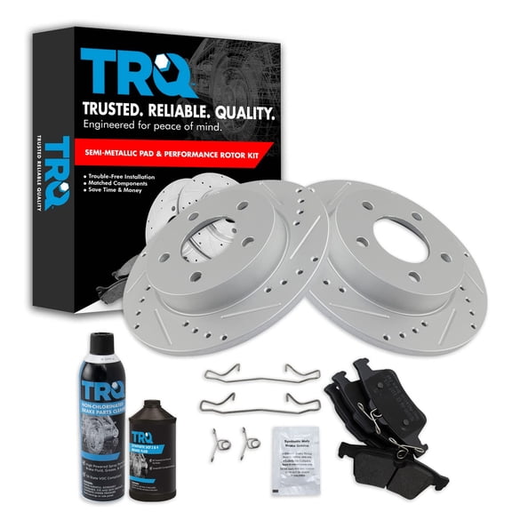 TRQ Brake Pad & Performance Rotor Kit Posi Metallic Rear w/Chemicals BKA21472 Fits select: 2006-2013 MAZDA 3