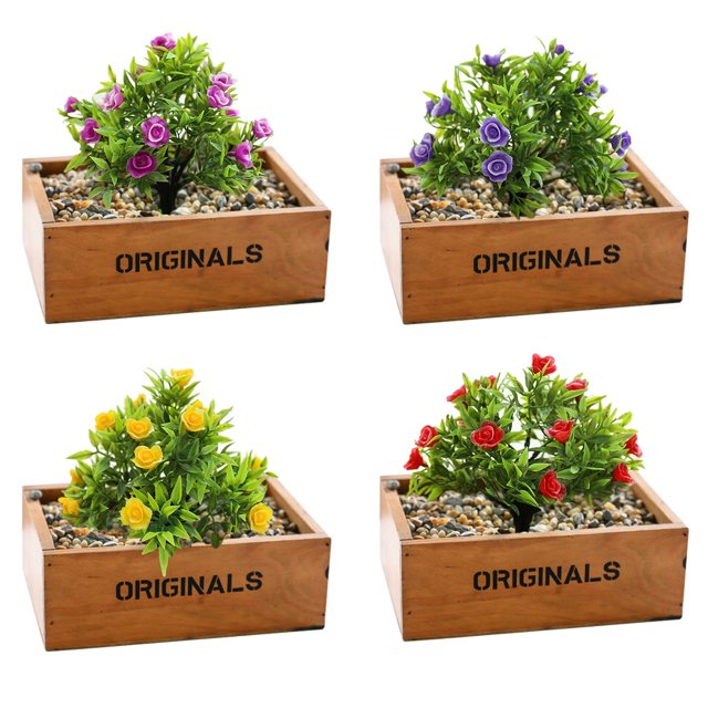 4 Uds simulación Milán hierba bola pequeñas plantas verdes de plástico con flores simulación hierba bola plantas verdes artificiales