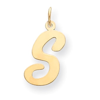 14k Yellow Gold Large Script Initial S Charm Pendant