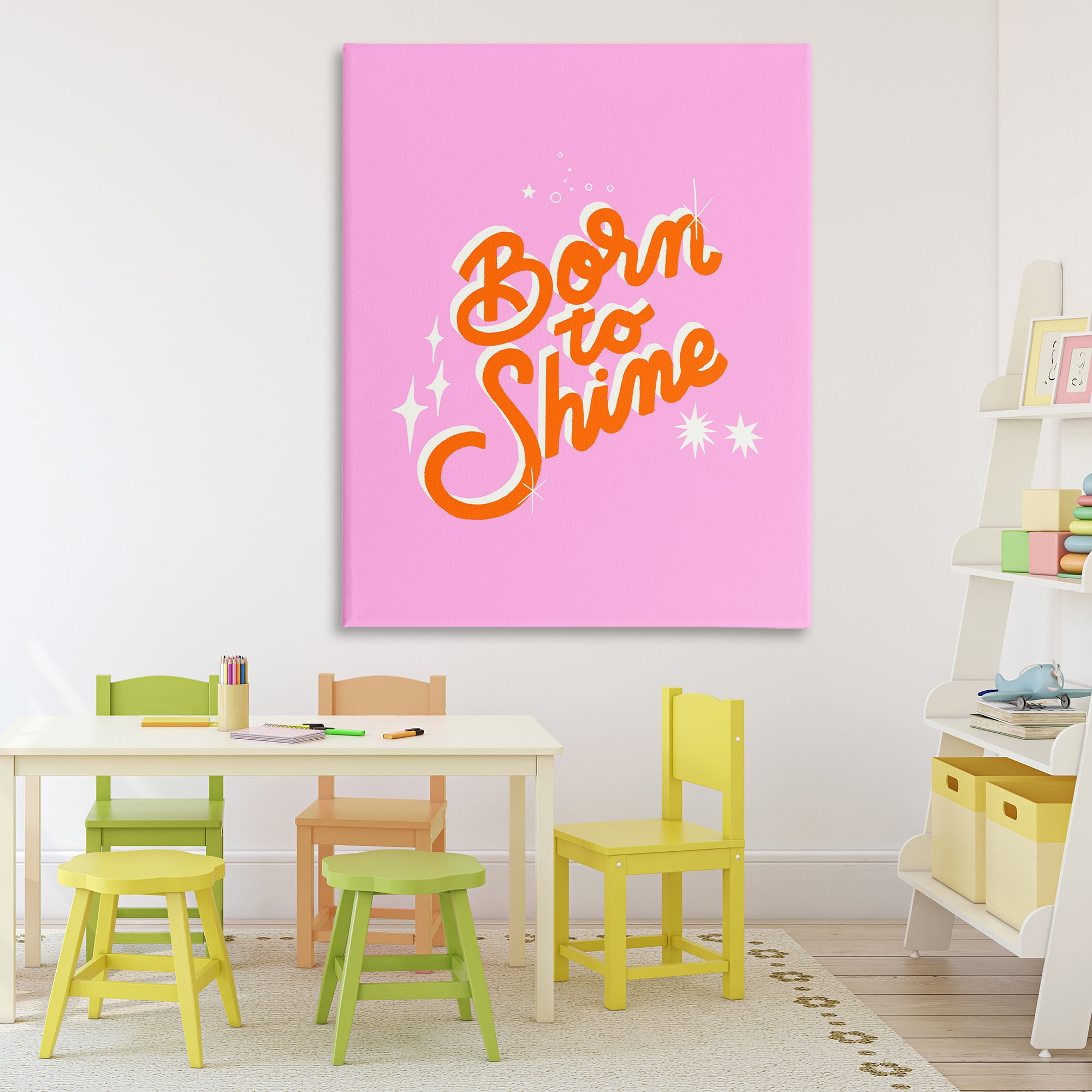 Stupell Industries Born To Shine on Pink Canvas Wall Art, design by Indira Prieto | IndySign