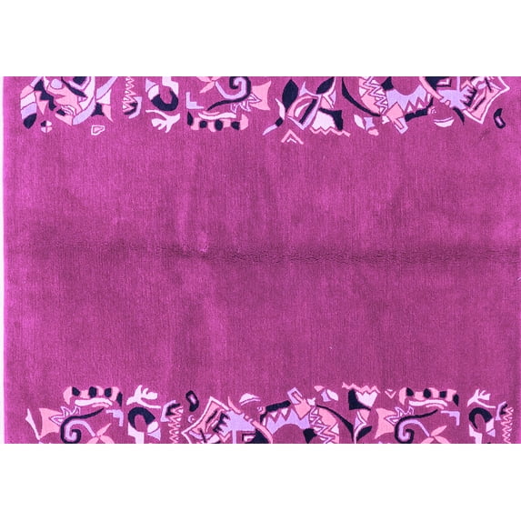 Ahgly Company Indoor Rectangle Abstract Purple Modern Area Rugs, 8' x 10'
