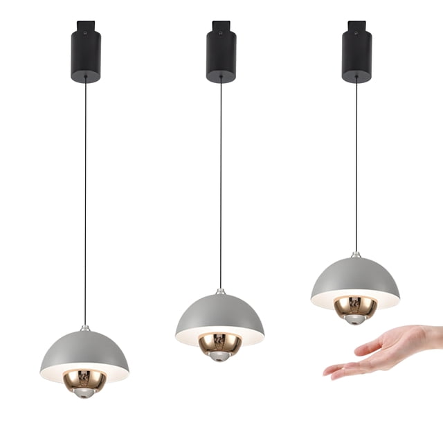 FSLiving Lampe de Piste Réglable en Hauteur Type H Rétractable avec Contrôle à Main 12W Gradation Continue Lampe d'Intérieur Sans Hauteur, Gris - Lot de 3