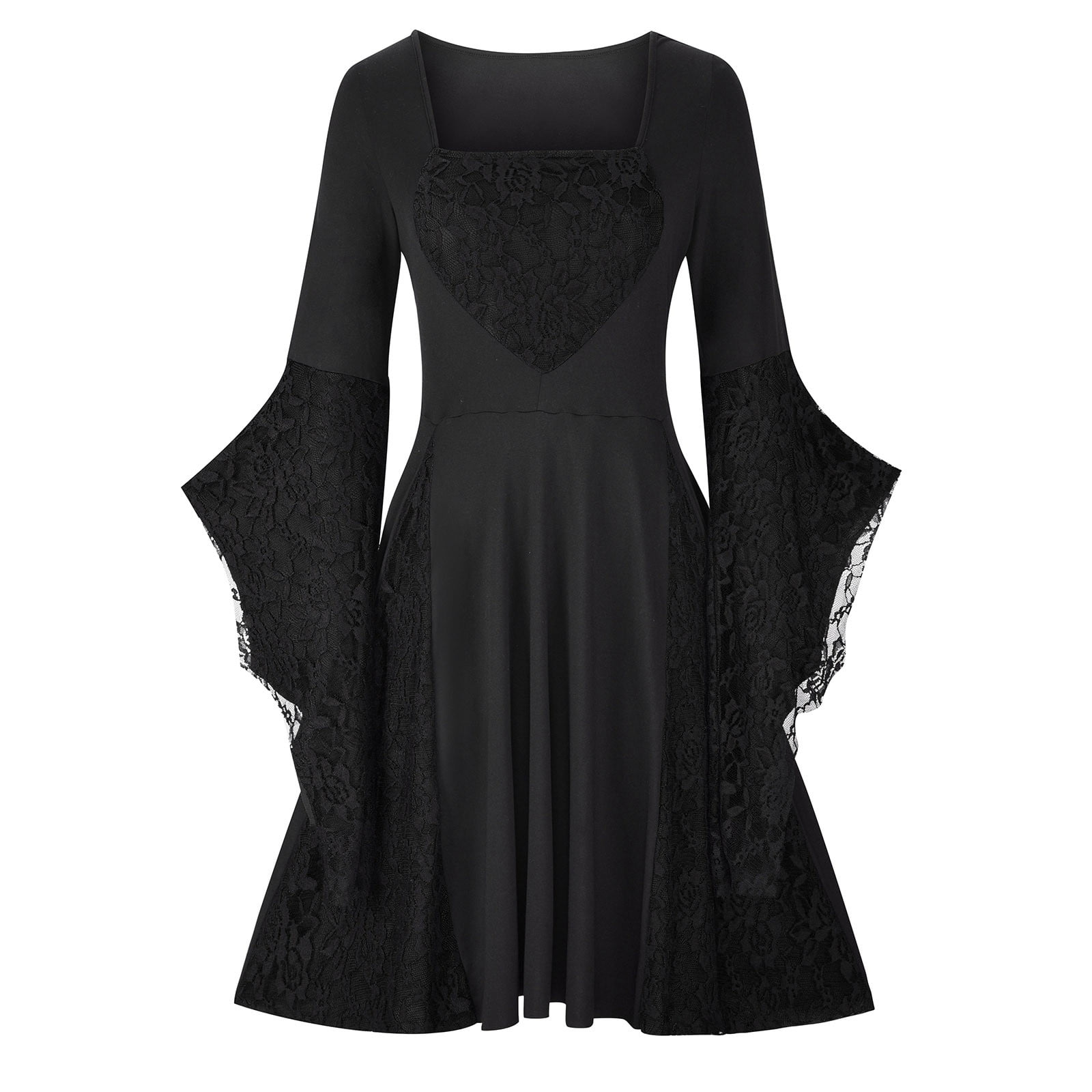 Usmixi Women Lace Gothic Dresses Hallow-een Party Retro Flared Sleeve ...