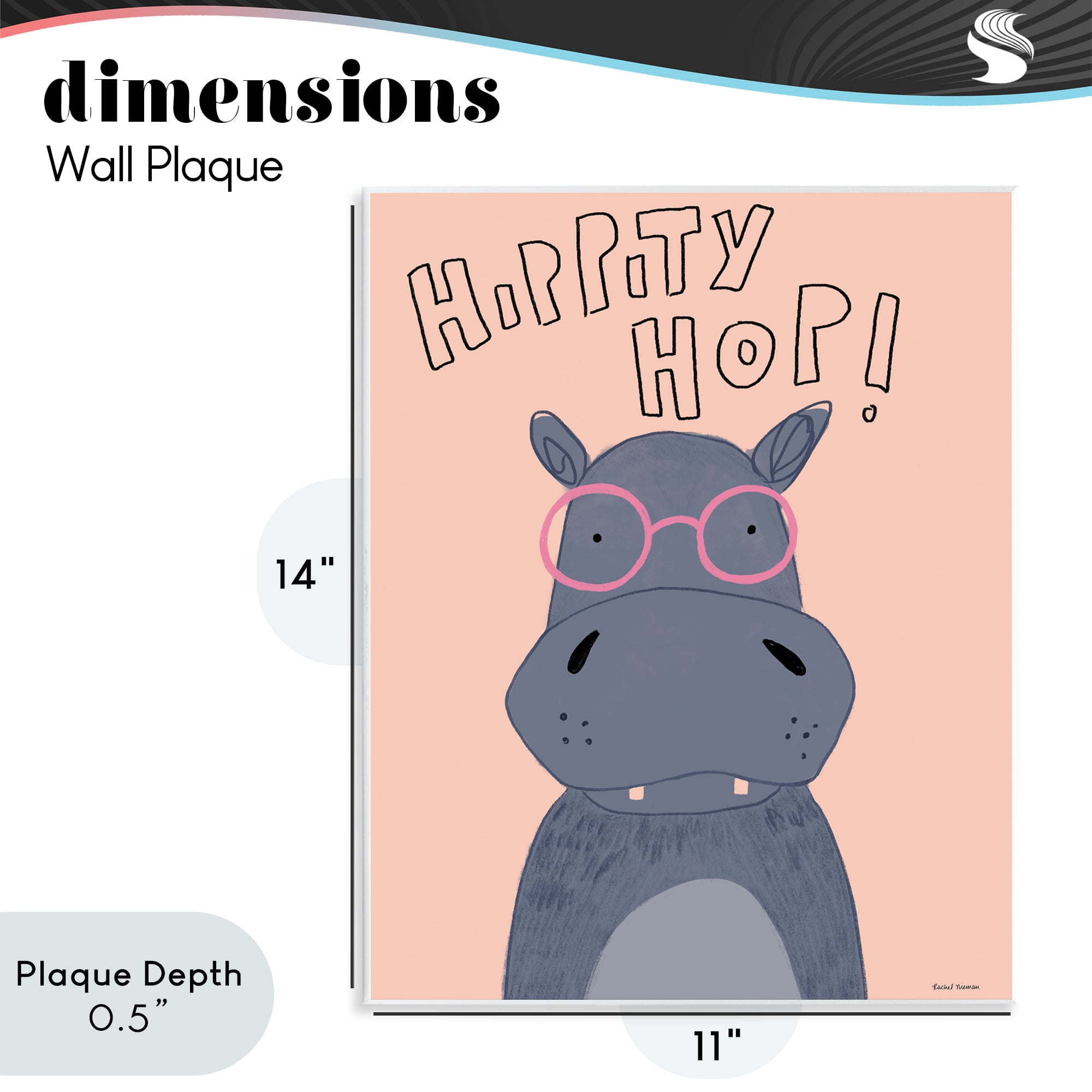 Stupell Industries Hippity Hop Hippo Wall Plaque Art, design by Rachel Nieman