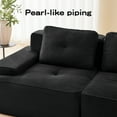 thumbnail image 5 of SEENYOO 82" Lounge Sofa, Living Room Sofas; L-Shaped Modular 2-Seater, Deep Seat Corduroy Couch, Pearl Piping Tufted Design, Anti-Slip, No Assembly, Black, 5 of 15