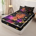 thumbnail image 2 of Castle Fairy Empowering Girl With Crown Motif Zipper Twin Comforter Sets with Fitted Sheet and 2 Pillowcases,Colorful Polka Dots Zipper Bedding Set,Black Purple Gold,Black Reversible,4-Piece, 2 of 6