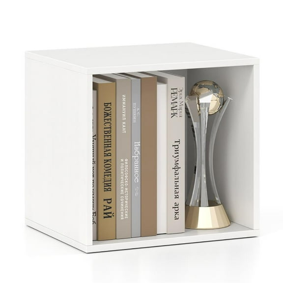 GVN Storage Shelves, Bookshelf Stand,Cube Storage Organizer Stackable Open Book Shelf Wooden Display Shelving Unit-White